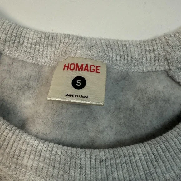 HOMAGE Sweatshirt Mens Small Gray Raglan Crewneck Tri-Blend Fleece Embroidered - Picture 3 of 7